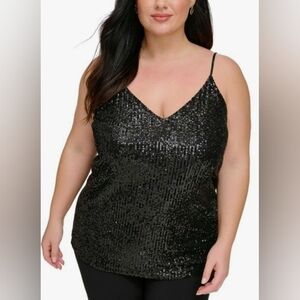 Calvin Klein Ladies Black Sequin Holiday Camisole Top NWT!